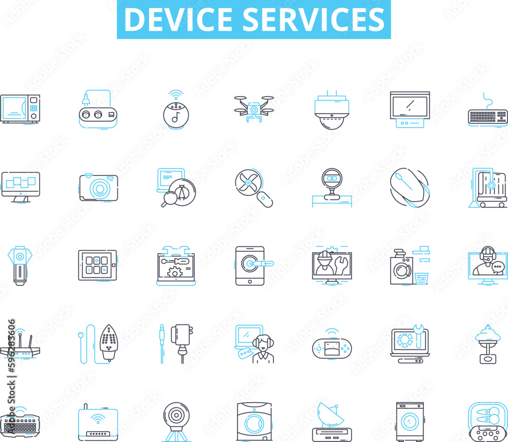 Device services linear icons set. Repairs, Maintenance, Upgrades, Optimization, Diagnostics, Troubleshooting, Configuration line vector and concept signs. Calibration,Alteration,Restoration outline Device services linear icons set. Repairs, Maintenance, Upgrades, Optimization, Diagnostics, Troubleshooting, Configuration line vector and concept signs. Calibration,Alteration,Restoration outline