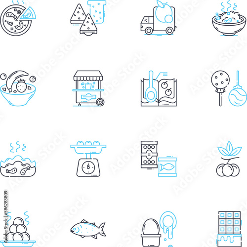 Barbecue pitstop linear icons set. Smokehouse, Grilling, Pitmaster, Brisket, Ribs, Sauce, BBQ line vector and concept signs. Pork,Smoked,Charcoal outline illustrations