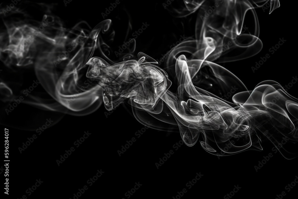 detailed white smoke on black background made with Generative AI detailed white smoke on black background made with Generative AI