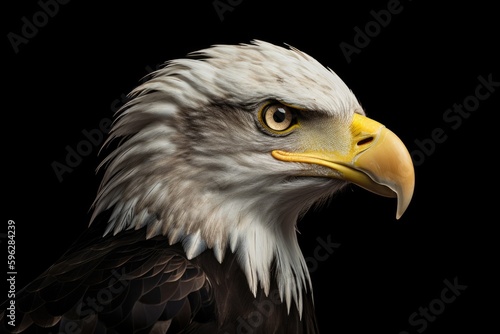 bald eagle in close-up with a dark background. Generative AI