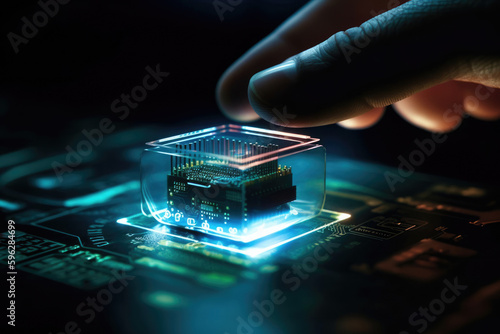 Computer Chip concept modern Biological computers. Generative AI.