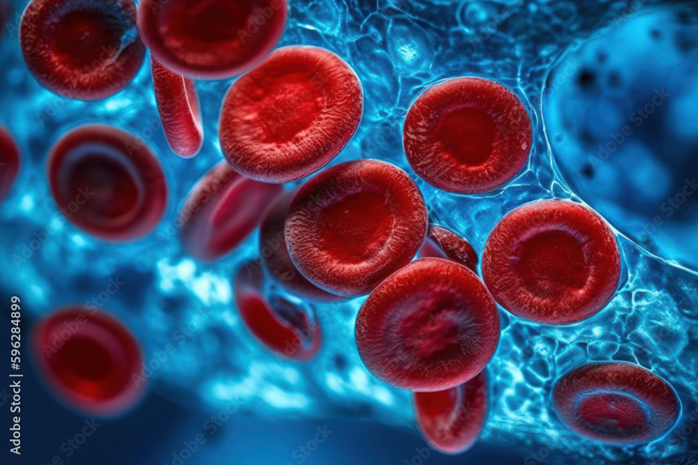 Red blood cells erythrocytes. Illustration of streaming blood cells ...