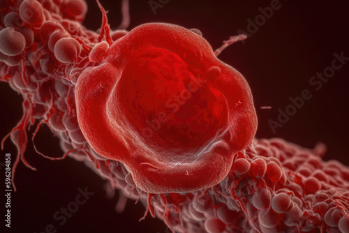 Illustration of a blood clot in the human body Generative AI.