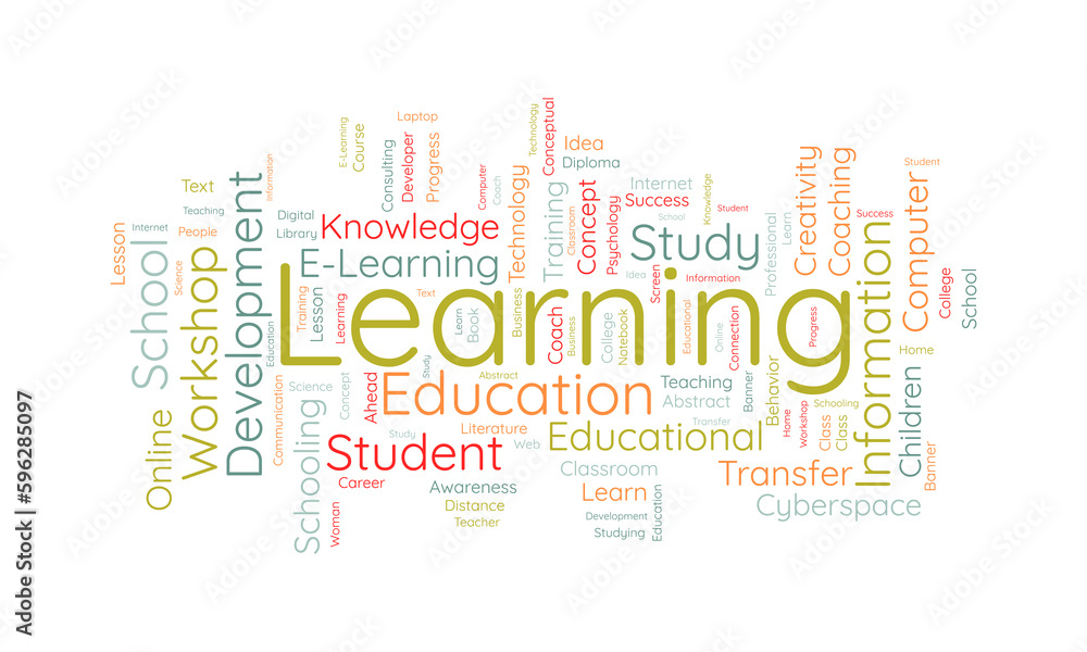 Word cloud background concept for Learning. Education knowledge study lesson for information training concept. vector illustration.