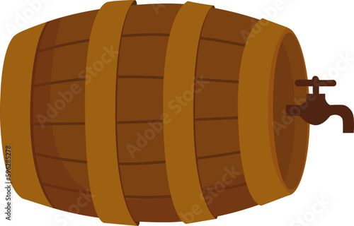 Wooden barrel cartoon style vector illustration