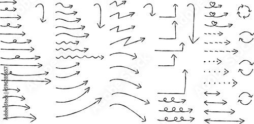 black hand drawn arrow set.Collection of hand drawn isolated arrows.doodle arrows..
