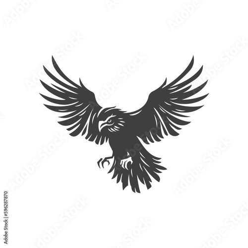Angry falcon flying hunting wild tribal proud bird vintage icon design vector illustration