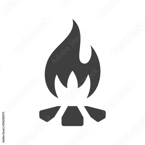 Burning campfire with flame camping expedition monochrome vintage icon design isometric vector