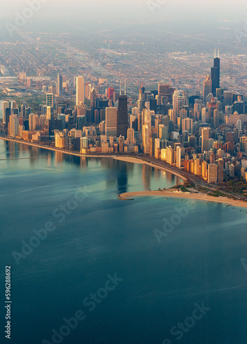 Fototapeta Naklejka Na Ścianę i Meble -  Overlook of the Chicago skyline on a Hazy Summer Day