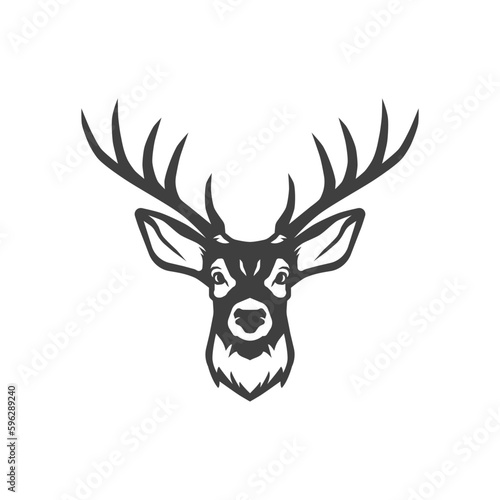 Reindeer horned wild mammal animal head hunting vintage icon design vector illustration
