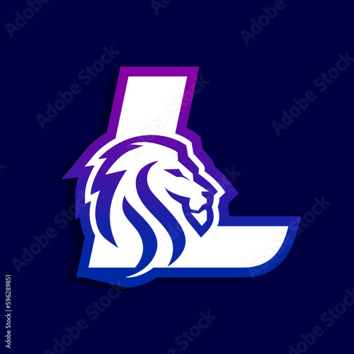 Letter L Lion Logo Design, Gaming Sport Icon