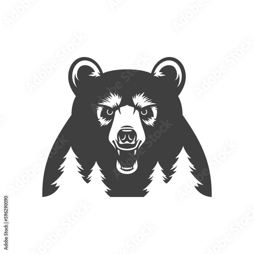 Camping hunting expedition hiking tourism double exposure effect vintage logo design vector