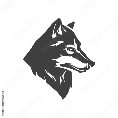 Wolf canine carnivorous wild animal head hunting camping scout expedition vintage icon design vector