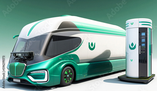 hydrogen power car vehicles ,hydrogen stations, green hydrogen and renwable power concept. AI Generative. photo