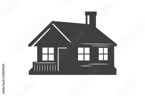 Village camping house wooden hut countryside cabin monochrome isometric icon vector illustration