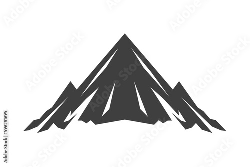 Mountain rock cliff alpine camping climbing hiking expedition monochrome vintage icon vector