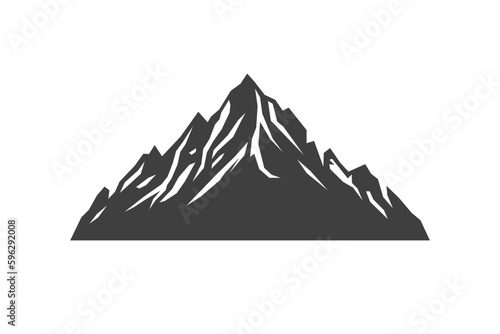 Mountain glacier natural stone rock summit peak exploration camp expedition vintage icon vector © provectors