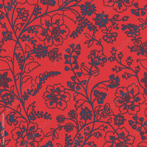 Floral brush strokes seamless pattern design for fashion textiles, graphics, backgrounds and crafts