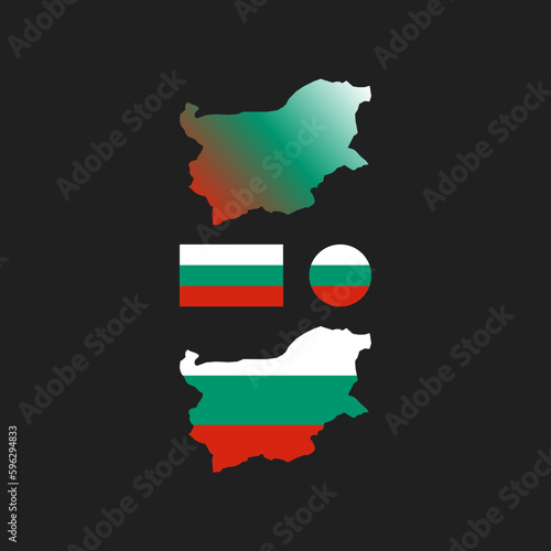 Bulgaria national flag and map vectors set....