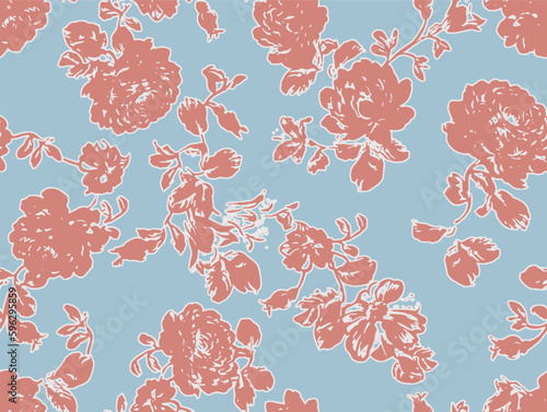 Floral brush strokes seamless pattern design for fashion textiles, graphics, backgrounds and crafts