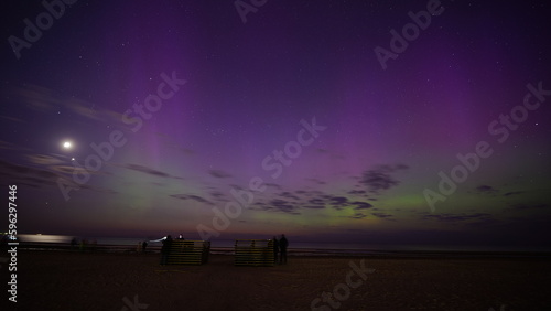 Aurora Borealis | Nothern Lights Spotted At Vecāķi Pludmale, Riga, Latvia create keyword for adobe stock