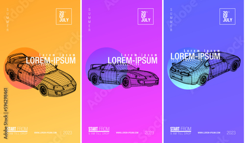 Jdm cars wireframe poster 