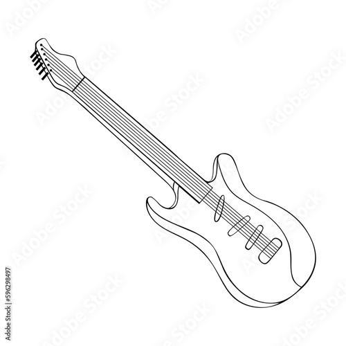 Bass Guitar Vector, Vintage Bass Guitar stock Illustration
