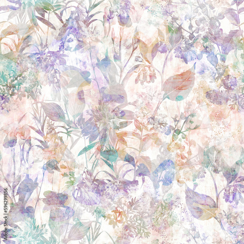 Subtle Spring Botanical. Decorative seamless pattern. Repeating background. Tileable wallpaper print.