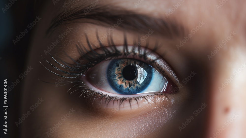 a close up of a woman's eye with blue eyes. Generative Ai a close up of a woman's eye with blue eyes. Generative Ai