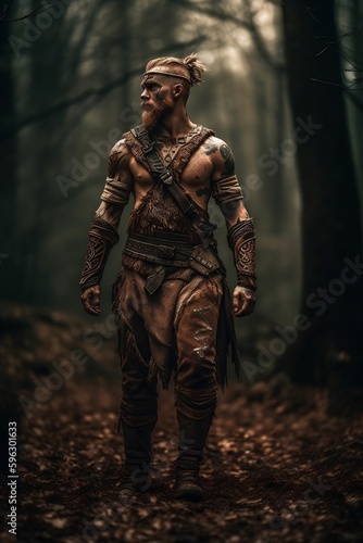 a strong impression, gallant look celtic warrior, cinematic high resolution image. generative AI