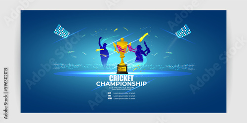 Vector illustration of T-20 Cricket Tournament 2023 social media story feed mockup template