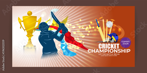 Vector illustration of T-20 Cricket Tournament 2023 social media story feed mockup template