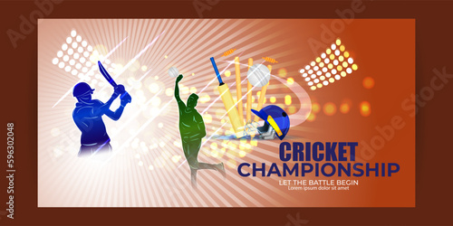 Vector illustration of T-20 Cricket Tournament 2023 social media story feed mockup template