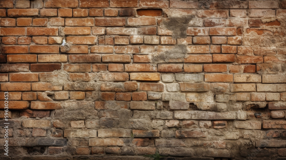 Fototapeta premium close-up of an old brick wall. Generative Ai