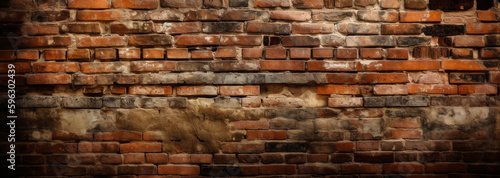 very old brick wall with dirt on it. Generative Ai