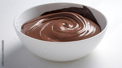 a bowl of chocolate pudding with swirls. Generative Ai