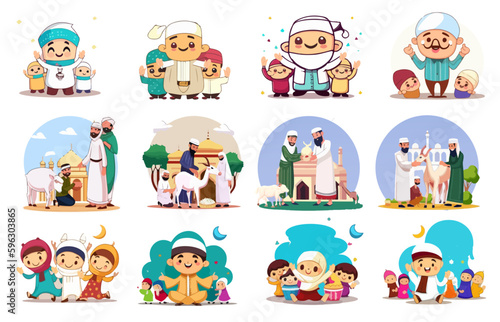 collection kids character cartoon cheerful and vibrant element vector