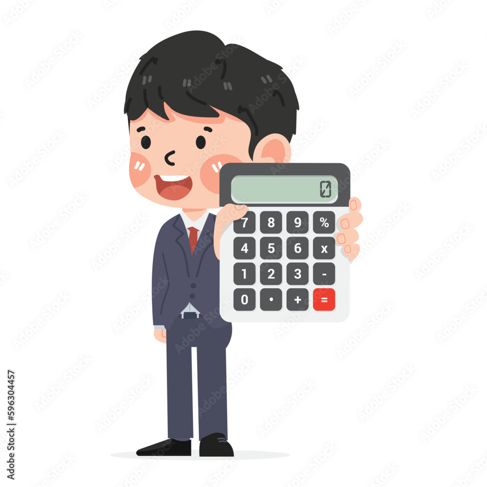 Cute male entrepreneur with calculator Cute male entrepreneur with calculator