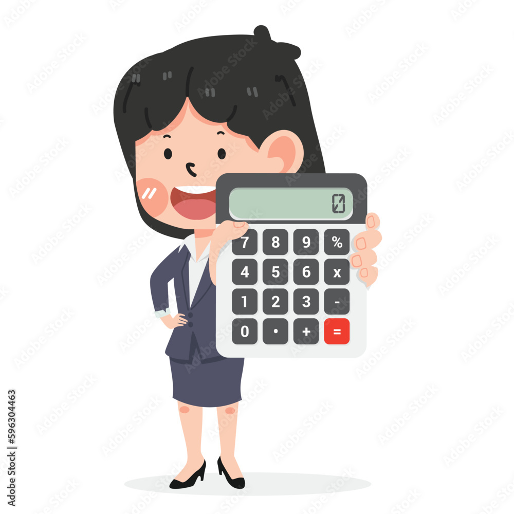 Cute Female entrepreneur with calculator Cute Female entrepreneur with calculator