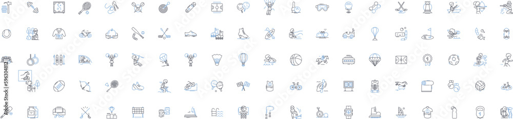 Exercise routines line icons collection. Cardio, Strength, Flexibility, Endurance, HIIT, Pilates, Yoga vector and linear illustration. Crossfit,Resistance,Tabata outline signs set Exercise routines line icons collection. Cardio, Strength, Flexibility, Endurance, HIIT, Pilates, Yoga vector and linear illustration. Crossfit,Resistance,Tabata outline signs set