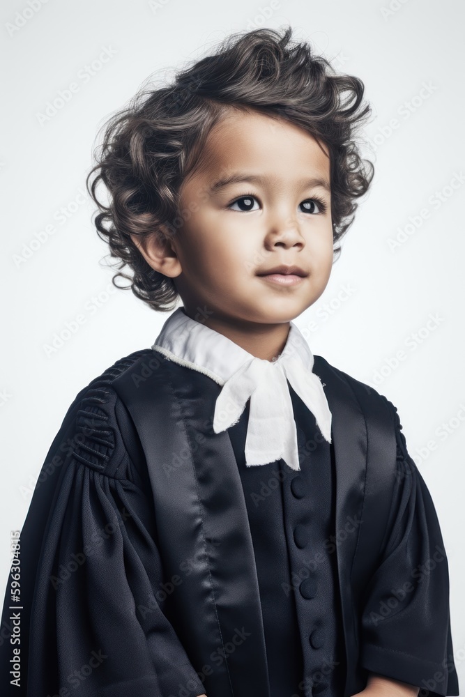 Portrait of a cute little boy wearing judge dress. Generative AI Portrait of a cute little boy wearing judge dress. Generative AI