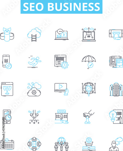 Seo business vector line icons set. SEO, Business, Digital, Marketing, Optimization, Ranking, Services illustration outline concept symbols and signs