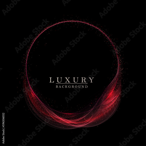 Isolated red frame, small transparent tulle on a black background