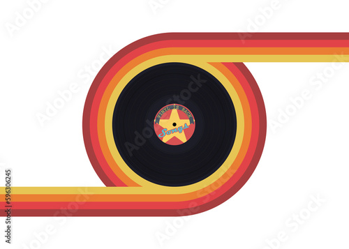Poster of the Vinyl record. Vintage gramophone disc.