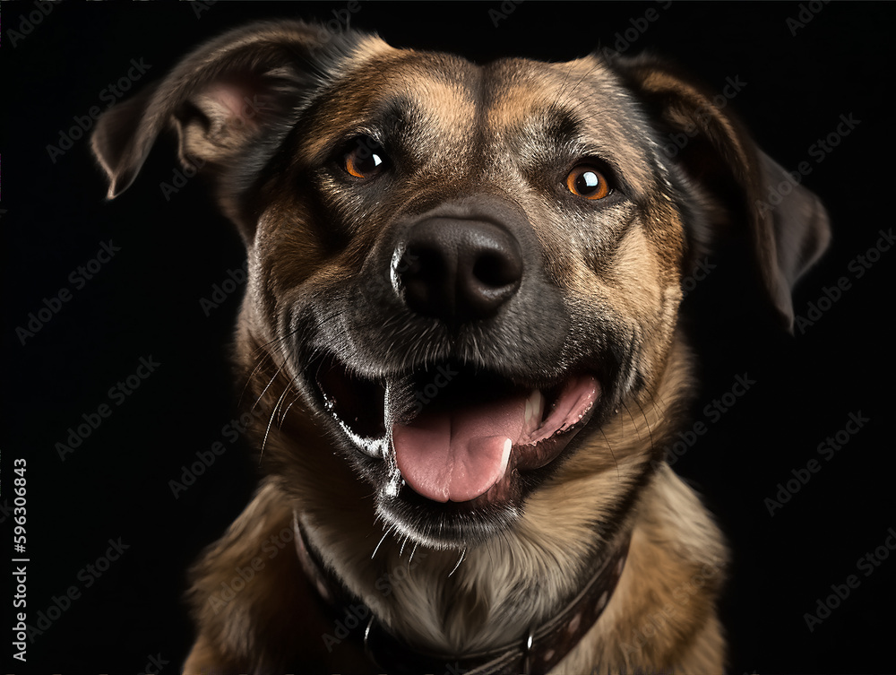 Generative ai illustration of a funny dog in studio