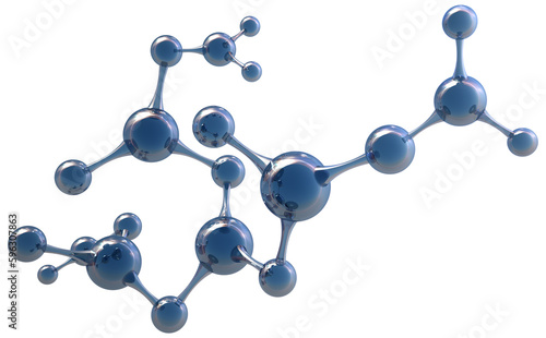 Molecule 3D illustration. Abstract atom structure. Science, education, research, innovation