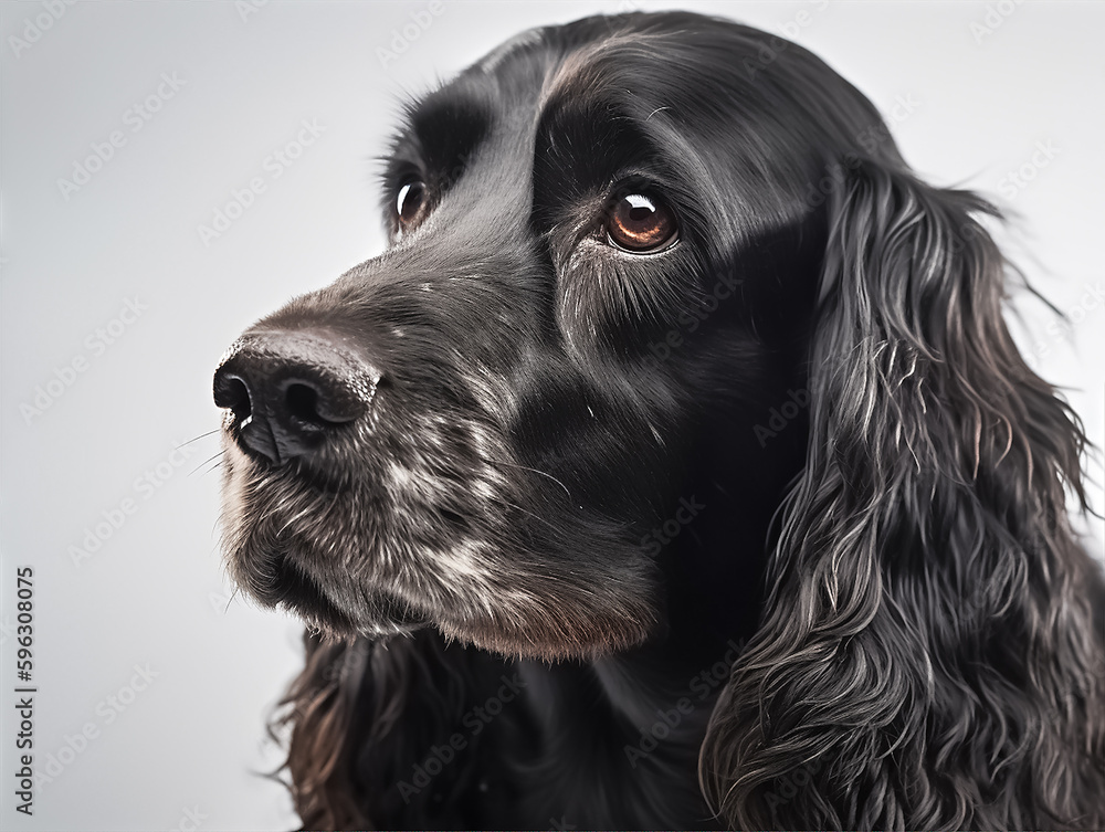 Generative ai illustration of a English Cocker Spaniel in studio Generative ai illustration of a English Cocker Spaniel in studio