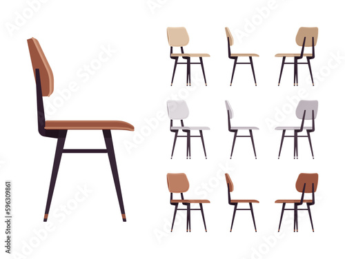 Comfortable family leisure chair big set. Modern and contemporary kitchen, dining room, commercial settings, living space. Vector flat style cartoon home, office articles isolated on white background