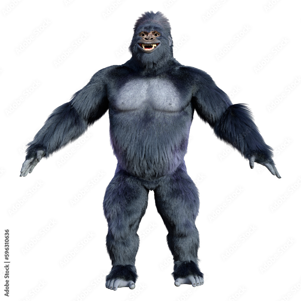 3D Rendering Black Gorilla Ape on White 3D Rendering Black Gorilla Ape on White