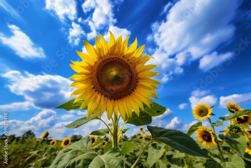 sunflower and blue sky  Generative AI